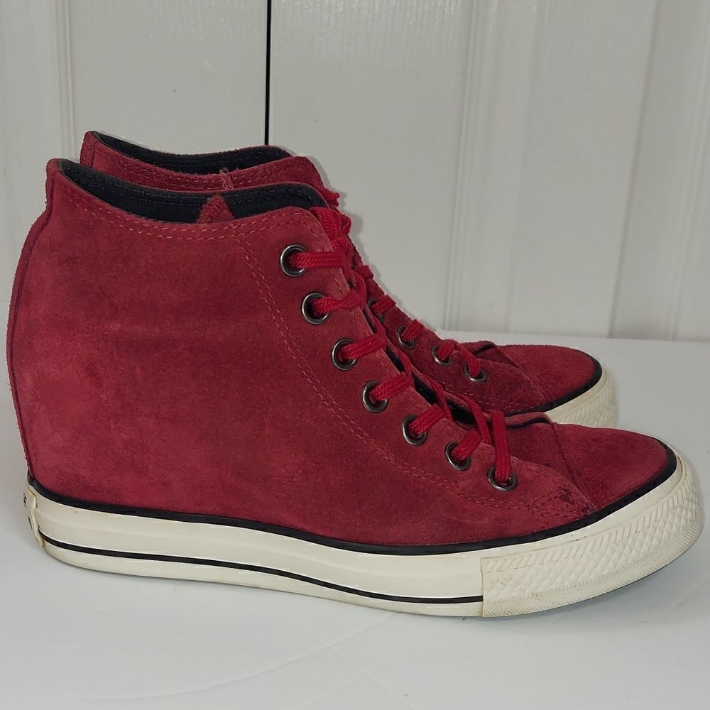 Converse Chuck Taylor All Star Lux Mid Dahlia Hidden Wedge Sneakers Sz 8